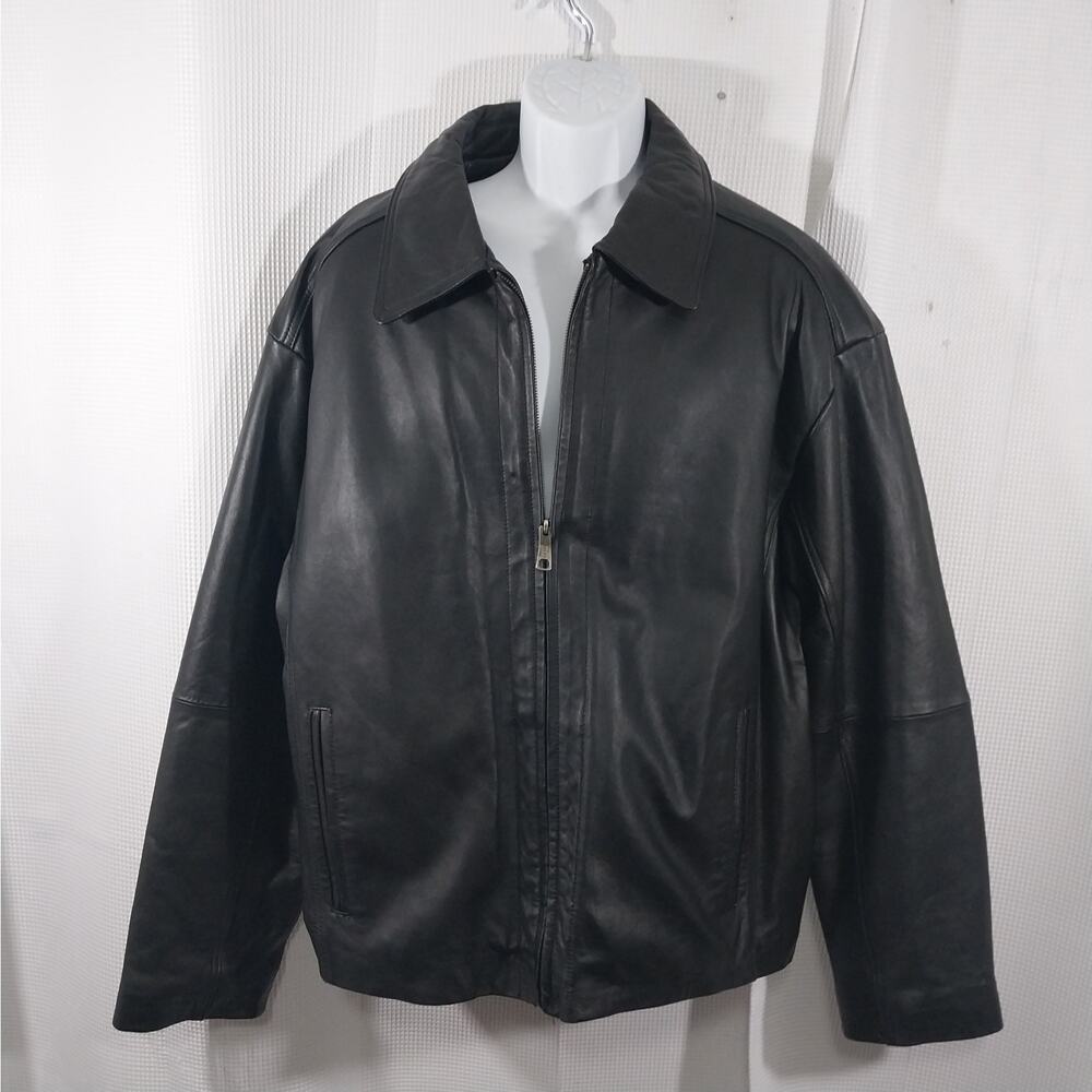 NWOT! EXCELLED! SLEEK BLACK GENUINE LEATHER THERMAL LINED JACKET, COAT! SZ XL - Picture 3 of 12